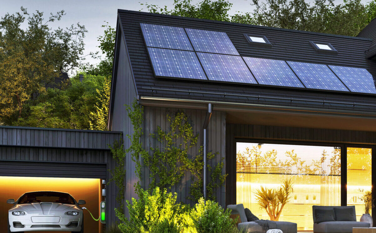 Solar Panels auf modernem Haus